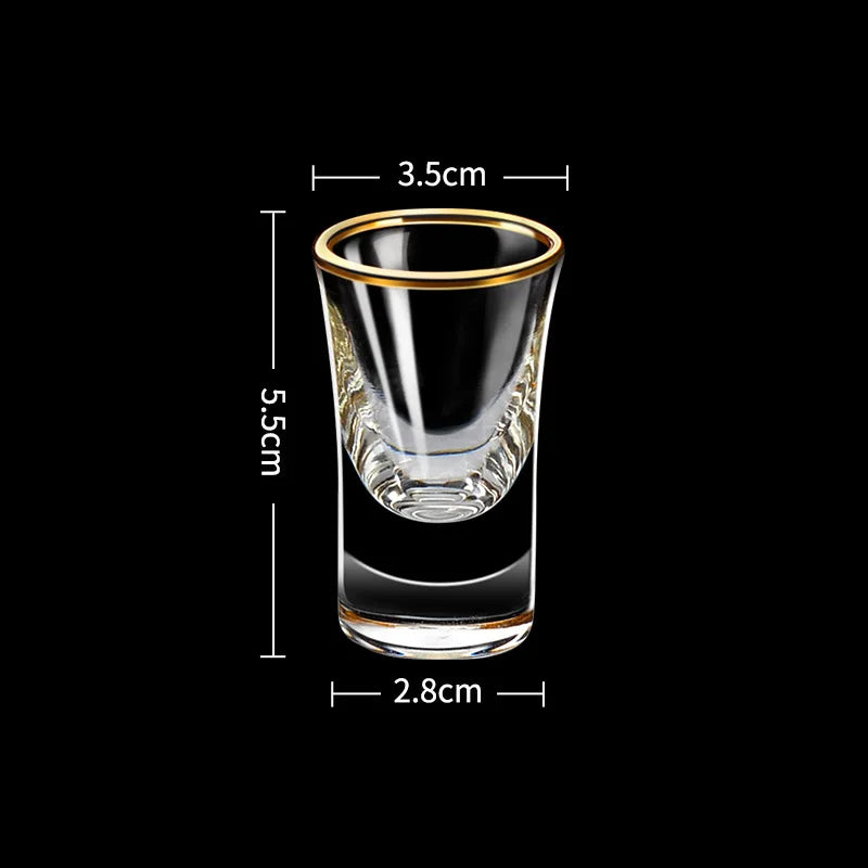 Dlight Decor 6pc Gold Rim Spirits Glass Set – Gilt Small Wine & Baijiu Cups 6pcs / 15ml