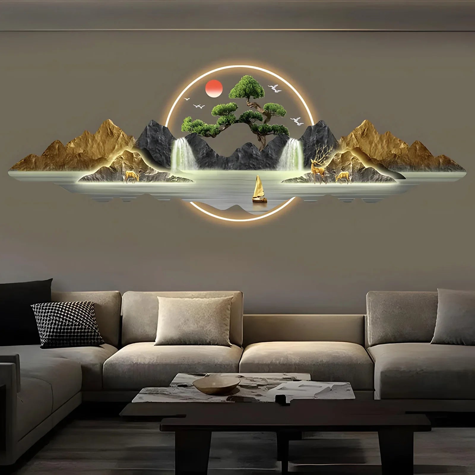 Dlight Decor Acrylic Carved LED Wall Art Light B / 120cmx40cm Wall Art