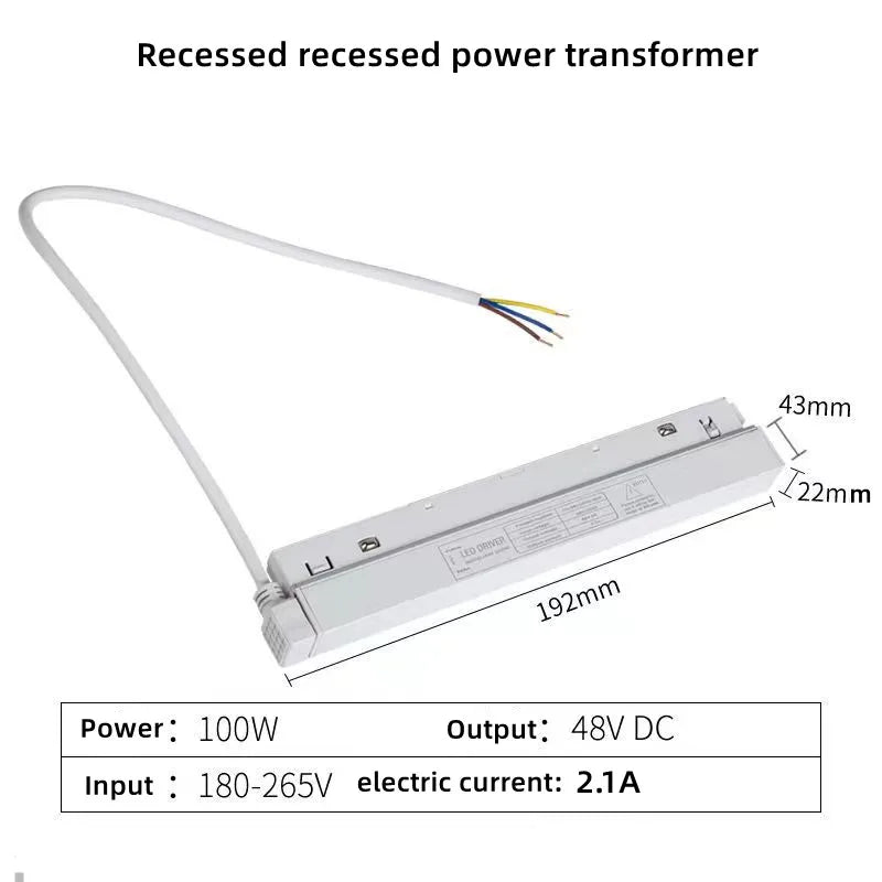Modern Magnetic Track Lights - Embedded LED Spotlight Downlight 1pc 100W Powersupply / Cold light 6000K ceiling light