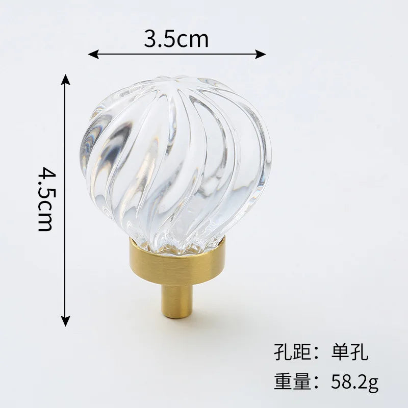 Brass Crystal Cupboard Cabinet Handle Kitchen Drawer Knobs Light Luxury Furniture Hardware Transparent Handle Home
