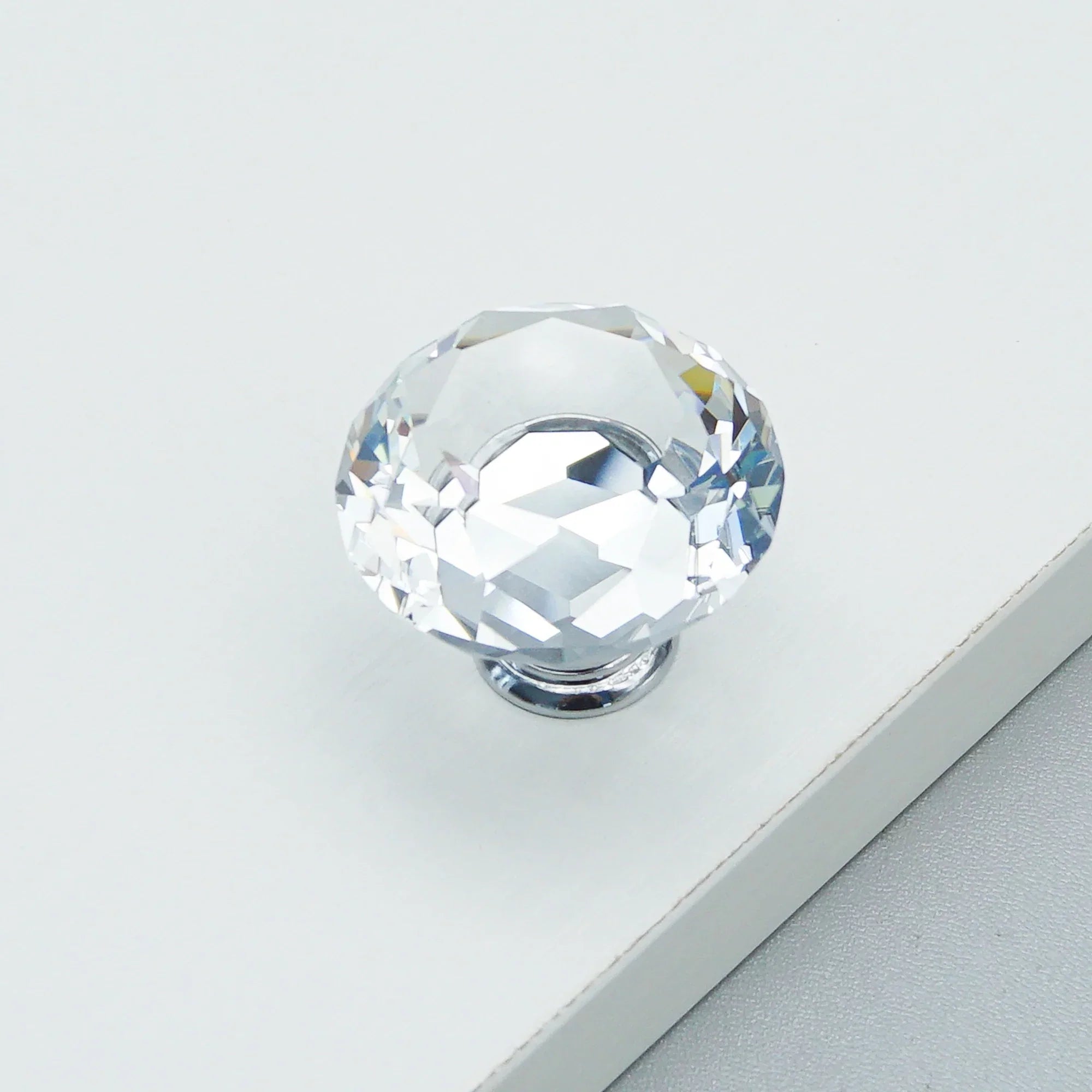 Luxury Gold Chrome Cabinet Handles – Modern Zinc Alloy and Crystal Glass Drawer Knobs for Wardrobes and Dressers large