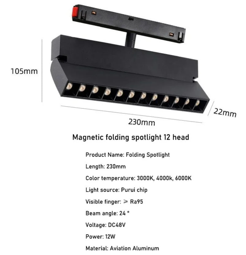 LED Magnetic Folding Spotlight Track Light Industrial Fashion Decor Lamp No Main Light Modern Design Popular Cool