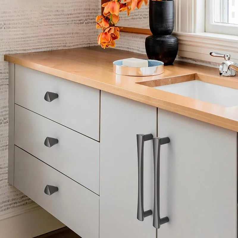 Brushed Zinc Alloy Door Handle – Simple Single Hole Design Handles