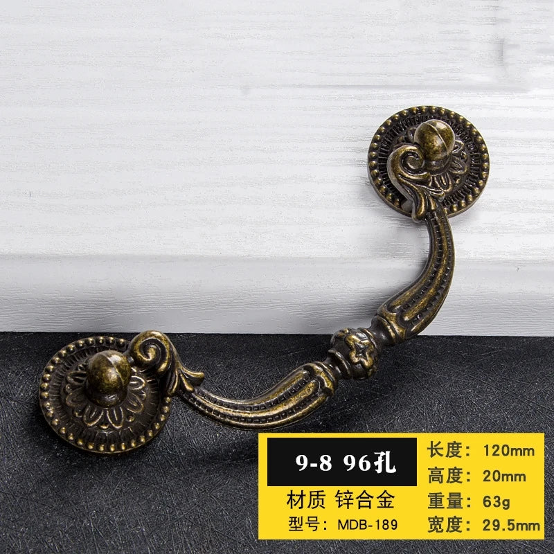 Antique Bronze Cabinet Handles - Retro Drawer Pulls Vintage Zinc Alloy Kitchen Hardware for Furniture Dresser and