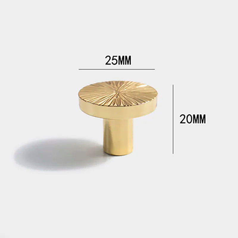 Round Brass Cabinet Handles and Knobs – Handmade Knurled Wardrobe Pulls 25mm round
