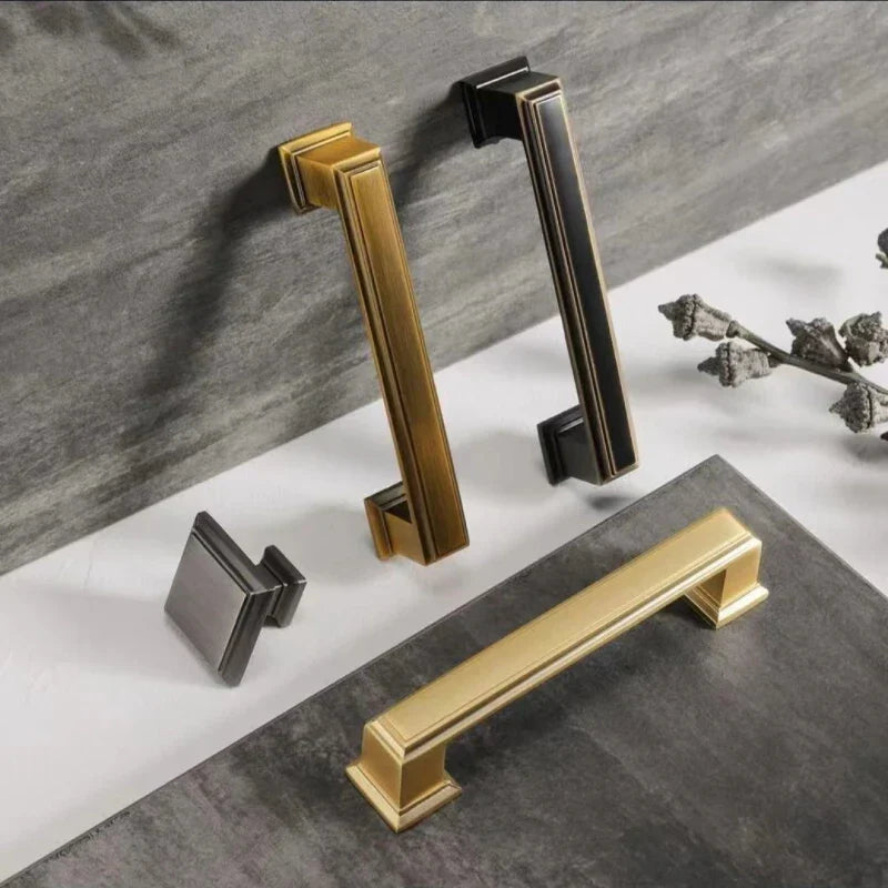 Light Luxury Bronze Cabinet Handles - Modern Drawer Pulls for Wardrobe and Kitchen Furniture Handles