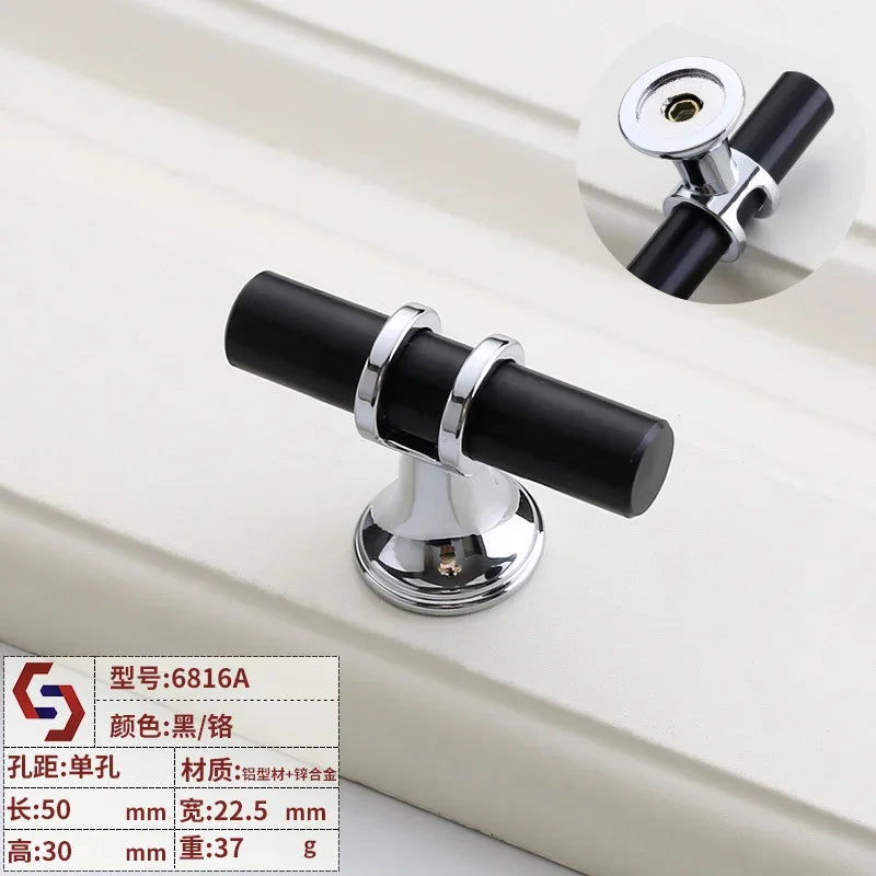 Modern T-Bar Cabinet Knobs and Handles – Sleek and Decorative Design Black silver S Handles