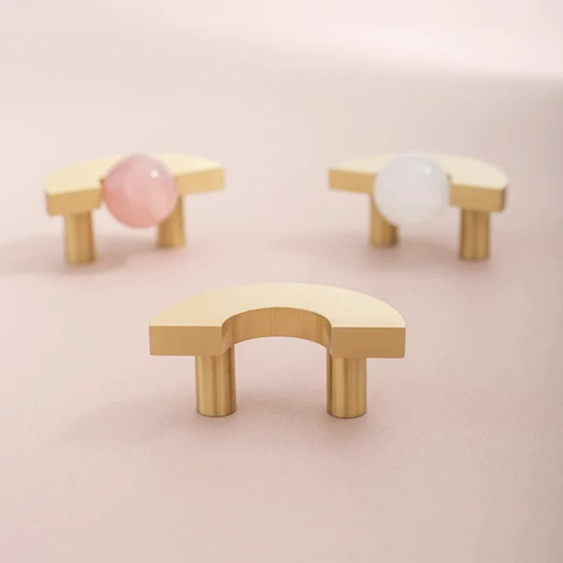 Solid Brass Acrylic Cabinet Handles and Knobs – Elegant Pulls for Drawers Dressers and Bathroom Furniture Knobs