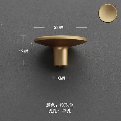 Modern Round Zinc Alloy Knob – Minimalist Drawer Pull for Wardrobes Closets and Kitchen Cabinets Gold - single hole knob
