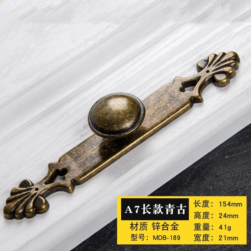 Antique Bronze Cabinet Handles - Retro Drawer Pulls Vintage Zinc Alloy Kitchen Hardware for Furniture Dresser and