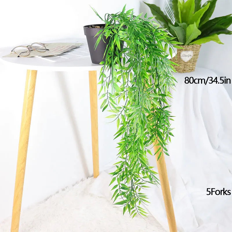 Dlight Decor 105cm Hanging Bamboo Leaf Vine for Garden and Home Wall Decor 80cm