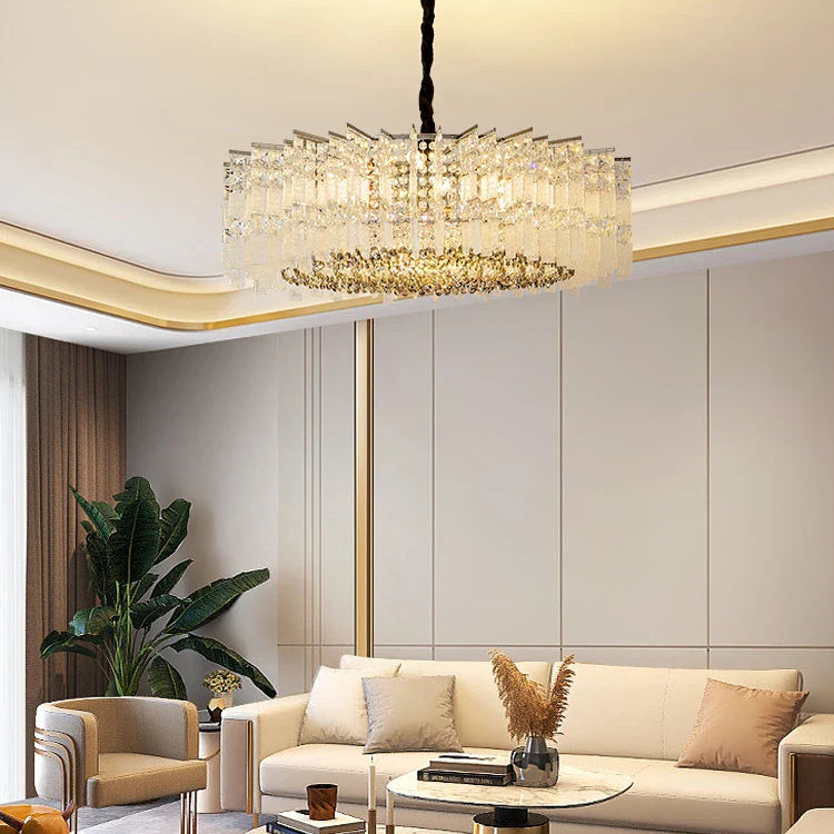 Elegant Led Crystal Chandelier For Luxurious Living Rooms - Chrome/Gold Round Design Perfect Indoor