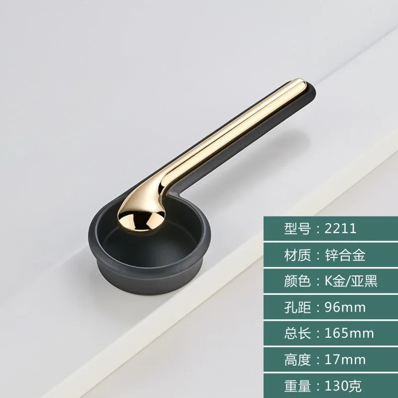 Modern Minimalist Zinc Alloy Cabinet Door Handle 96-Gold Black Handles