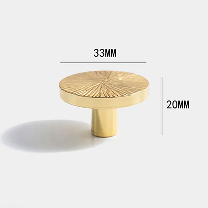 Round Brass Cabinet Handles and Knobs – Handmade Knurled Wardrobe Pulls 33mm round