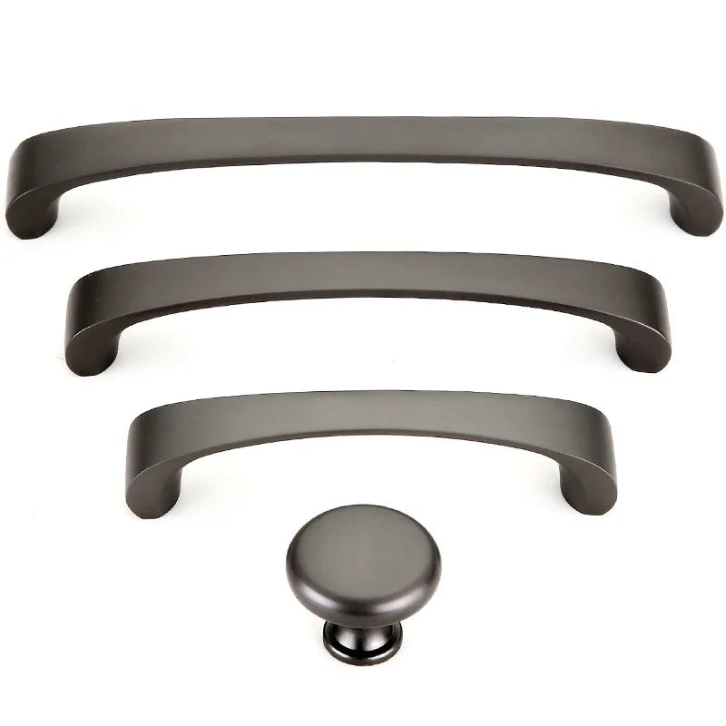 Modern Minimalist Pearl Black Cabinet Handles – European Style Wardrobe and Drawer Pulls Handles