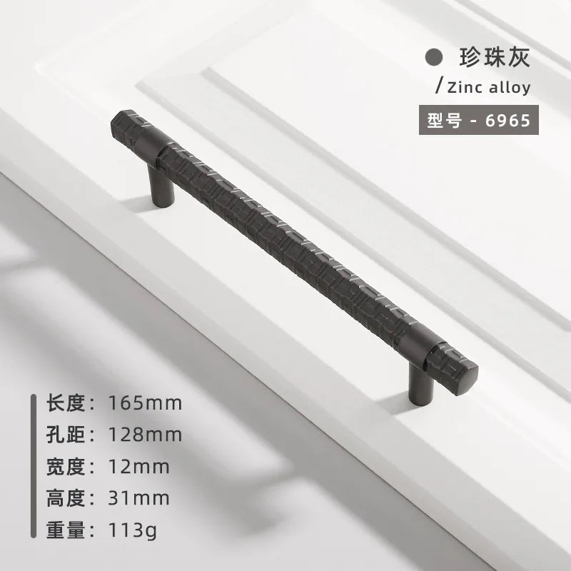 Creative T-Bar Cabinet Handles - Modern Zinc Alloy Pulls for Kitchen and Furniture Pearl Grey 128mm Handles