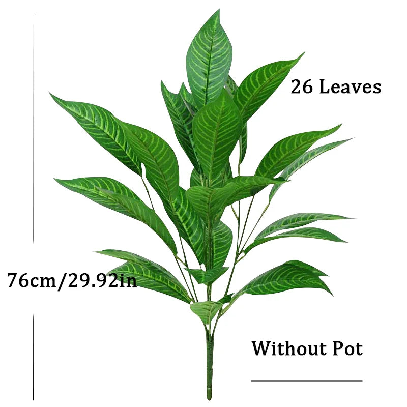 Dlight Decor 76cm Magnolia Banyan Leaf Branch with Green Sansevieria Accents C