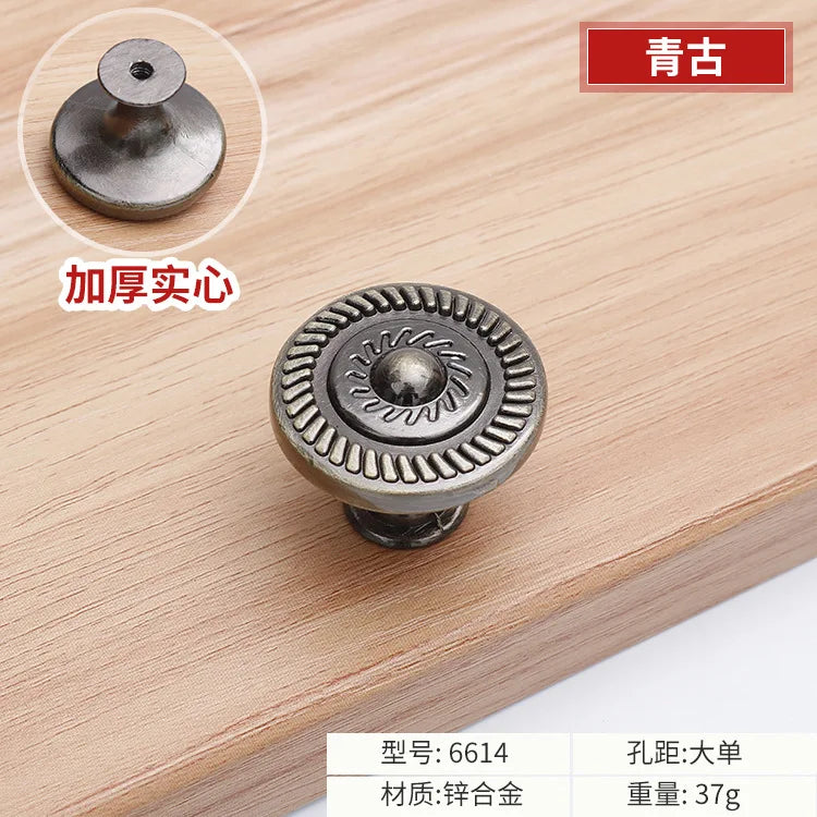 Antique Bronze Cabinet Handles - Vintage Zinc Alloy Drawer Pulls for Furniture 6614 single hole A L Handles