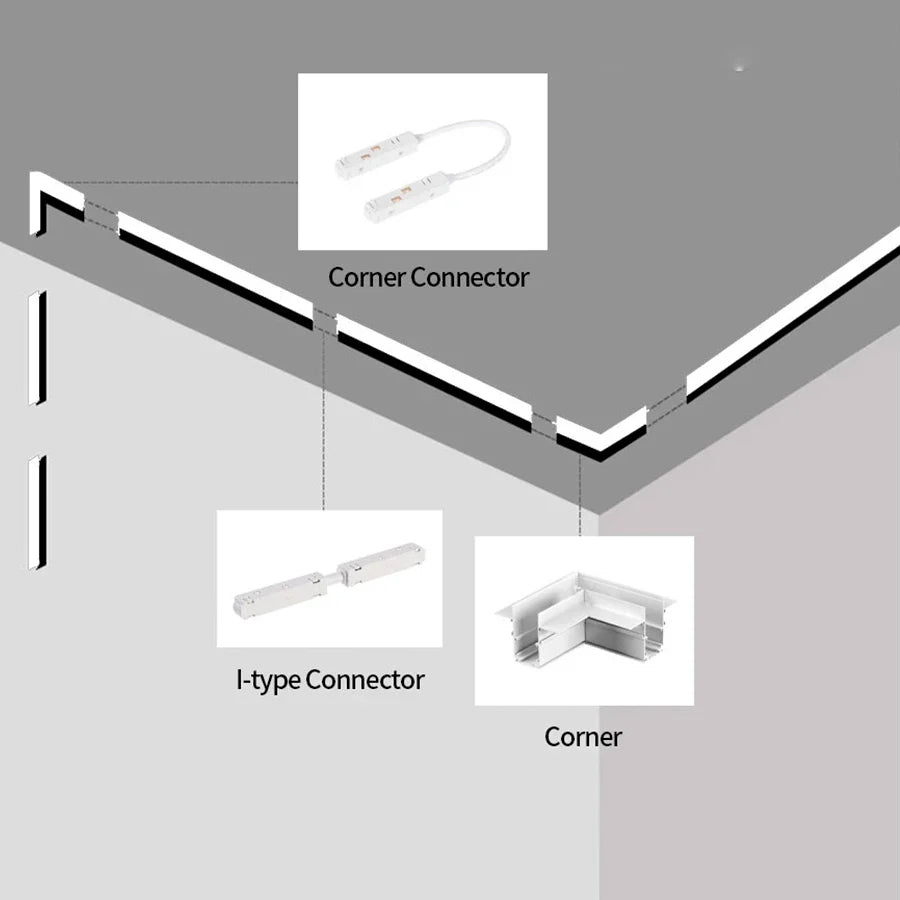 2 Meter White LED Magnetic Track Lighting System Accessories - Ceiling Recessed Magnet Rail Lamp Kit ceiling light