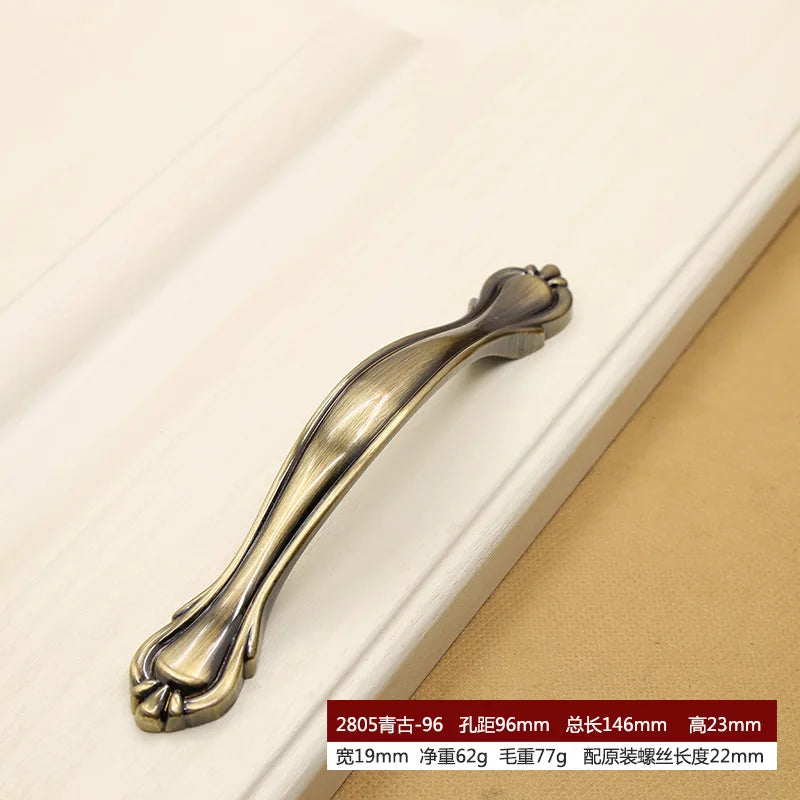 Retro Bronze Cabinet Handles - Antique Metal Kitchen Door Pulls and Wardrobe Knobs 128mm 2805-96mm Handles