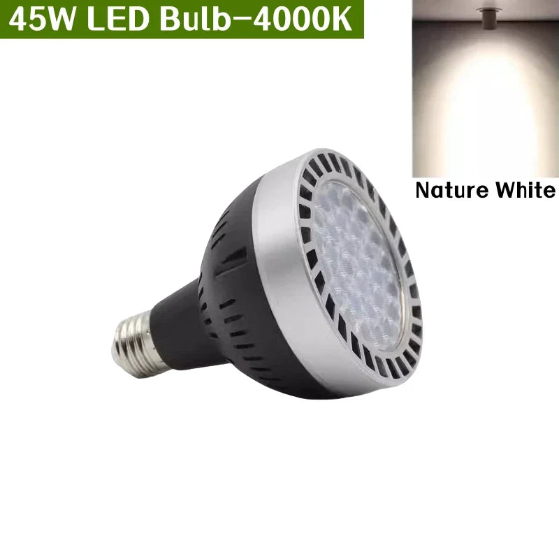 E27 LED Track Light Holder Base - 2-Wire Rotatable Ceiling Rail Lamp Fittings 45W Bulb 4000K ceiling light