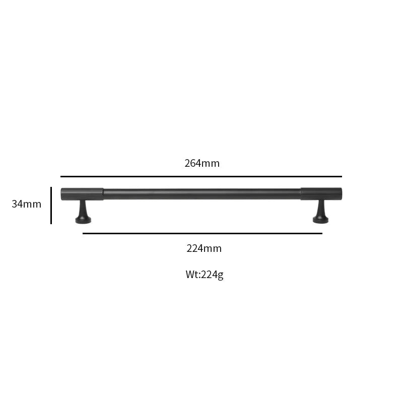 Black Vertical Line Brass Furniture Handles – Cabinet Drawer Knobs and Wardrobe Pulls 264mm Handles