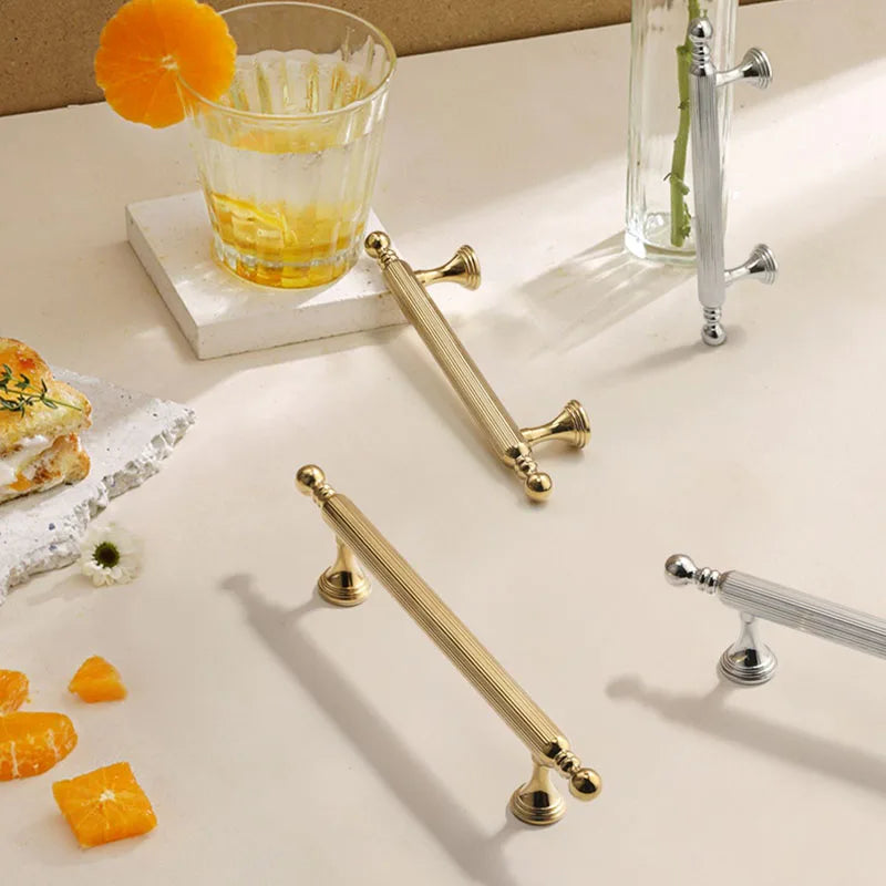 Polished Gold Brass Furniture Handles – Chrome Cabinet Pulls and French Wardrobe Drawer Knobs Handles