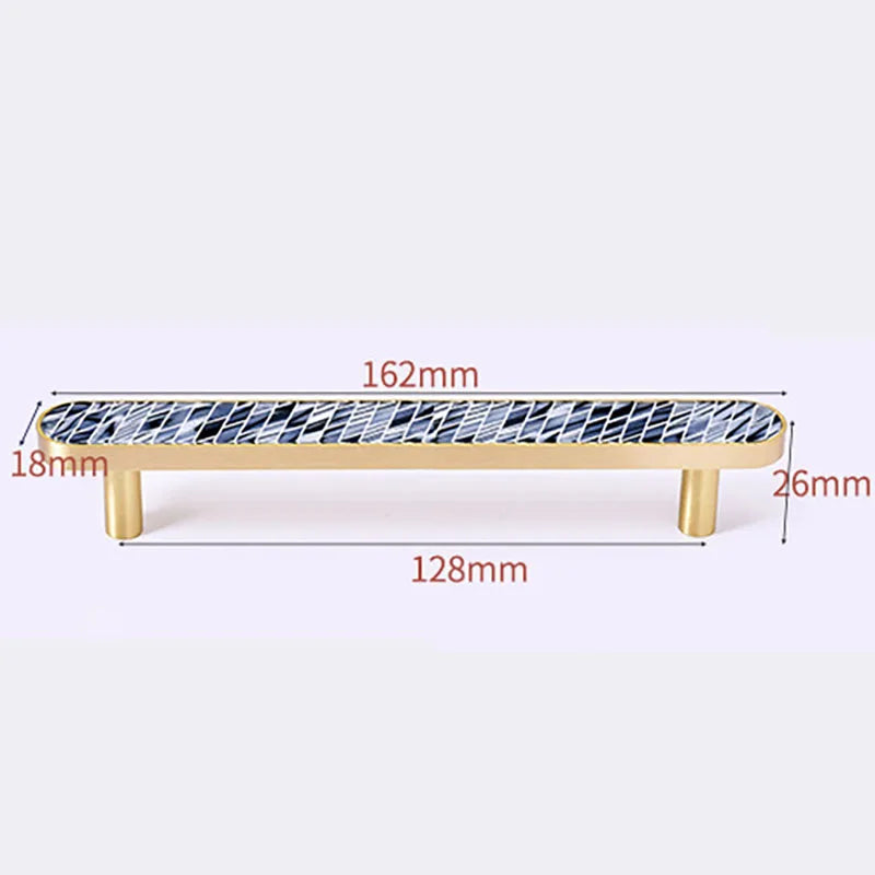 Brass and Acrylic Cabinet Handles – Colorful European Wardrobe Pulls for Furniture (96/128mm Hole Distance) 162mm E