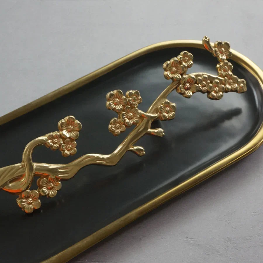Solid Brass Plum Tree Branch Handles – New Chinese Style Cabinet and Wardrobe Pulls (120mm) Handles