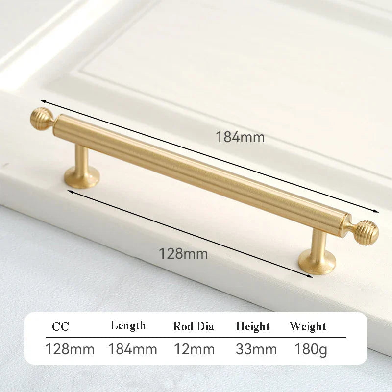 Satin Brushed Gold Brass Cabinet Handles – Modern Wardrobe and Drawer Knobs with French Style 2040-184 Handles