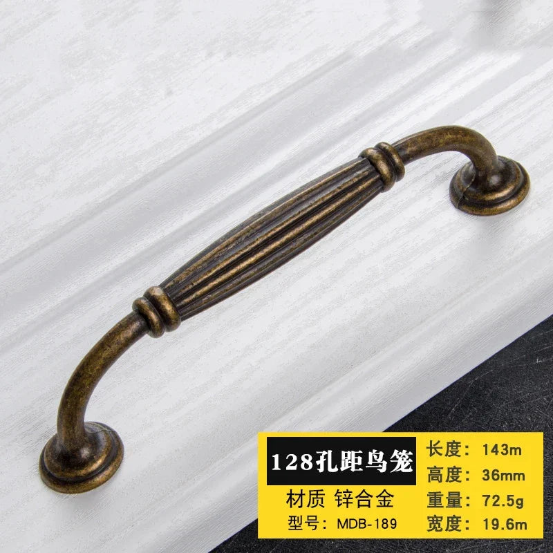 Antique Bronze Cabinet Handles - Retro Drawer Pulls Vintage Zinc Alloy Kitchen Hardware for Furniture Dresser and