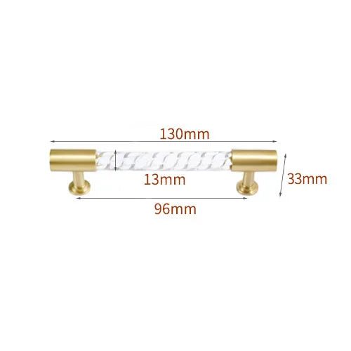 Transparent Acrylic Furniture Handles – Brass Cabinet Pulls and Wardrobe Knobs spiral 130mm Handles