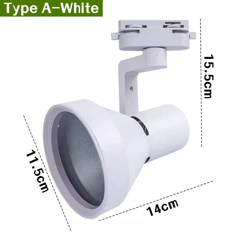 E27 LED Track Light Holder Base - 2-Wire Rotatable Ceiling Rail Lamp Fittings A White ceiling light