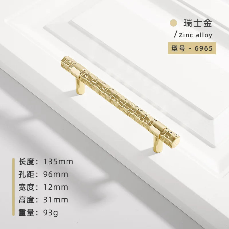 Creative T-Bar Cabinet Handles - Modern Zinc Alloy Pulls for Kitchen and Furniture Bright gold 96mm Handles