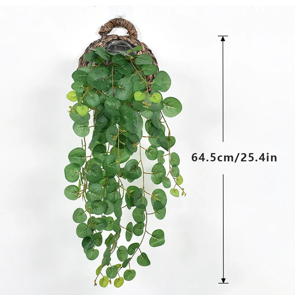 Dlight Decor 64cm Hanging Eucalyptus Vine with Apple Leaves 64.5cm Drak Green