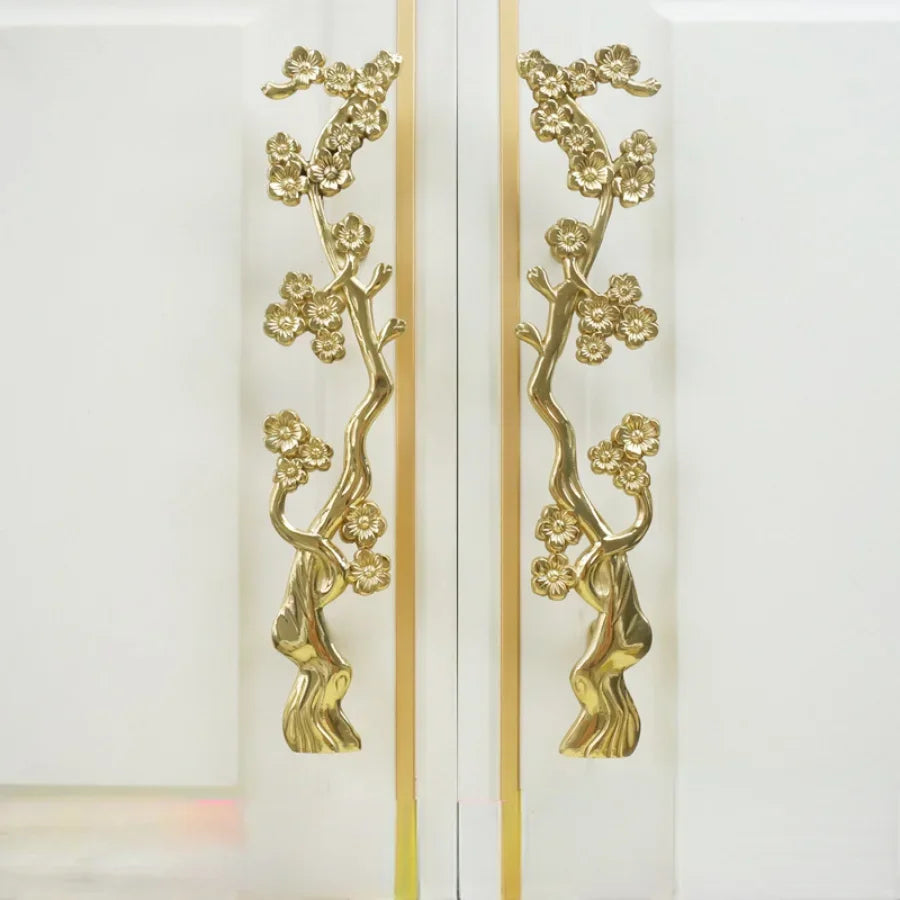 Solid Brass Plum Tree Branch Handles – New Chinese Style Cabinet and Wardrobe Pulls (120mm) Handles