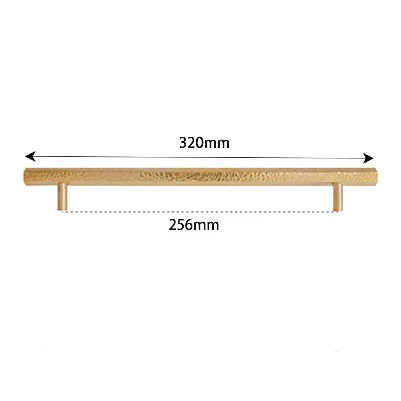 LUX Brass Hammered Hexagonal T-Bar Handles – Long Cabinet and Wardrobe Pulls (600mm/1000mm) 12.5 inches length Handles