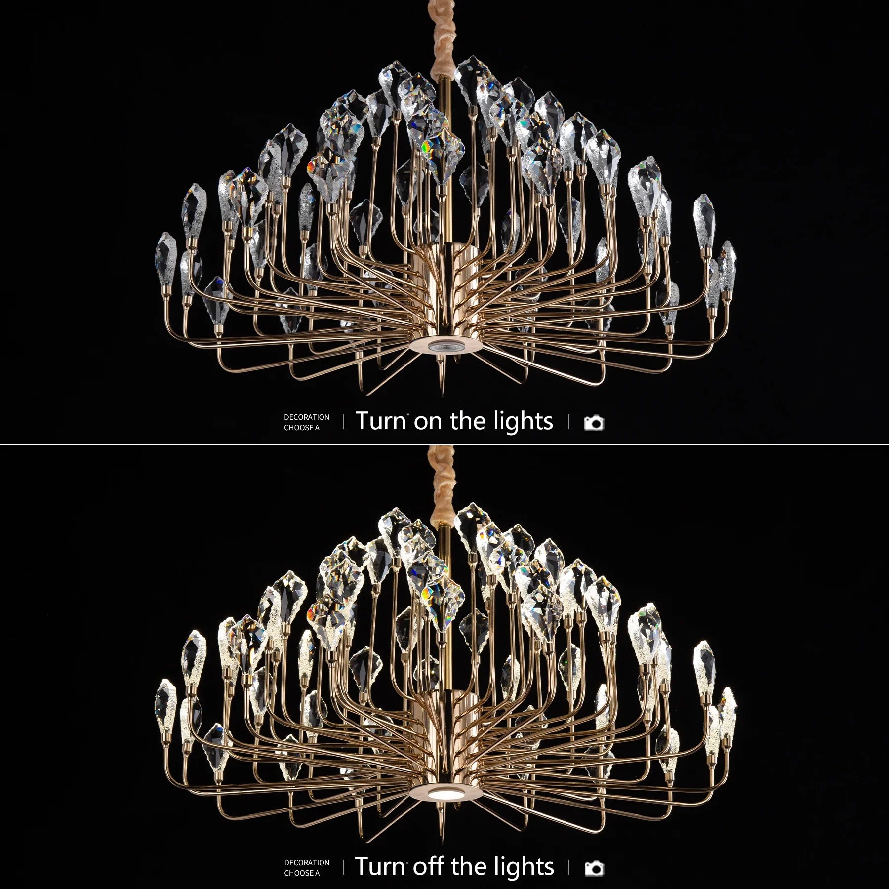 Serena Gold Crystal LED Chandelier – Modern Pendant Light for Dining & Living Room chandelier
