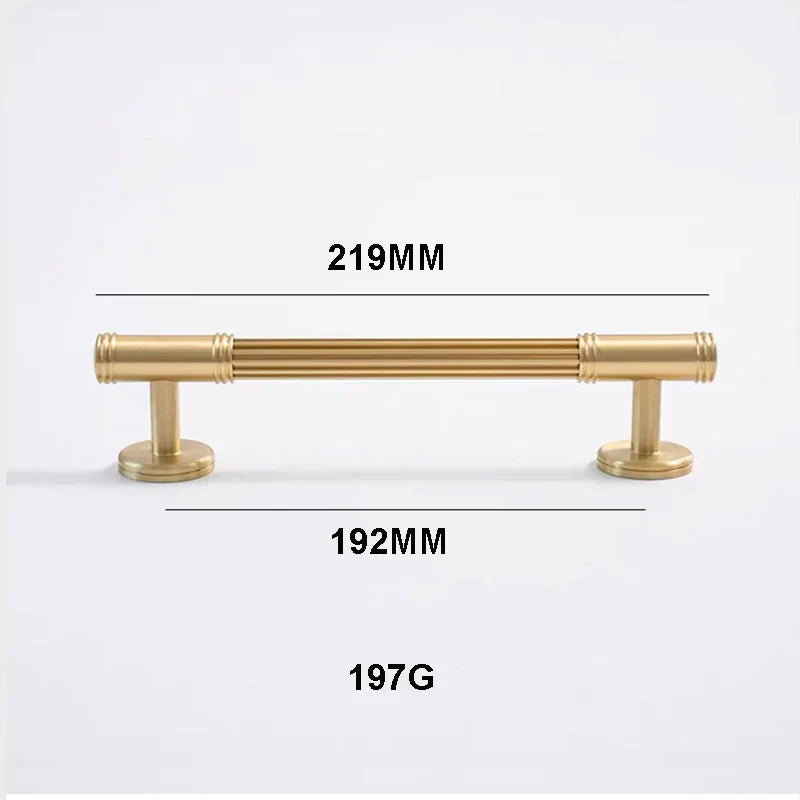 Gold Brass Vertical Linear Cabinet Handles – American-Style Wardrobe and Bar Pulls 219mm Handles