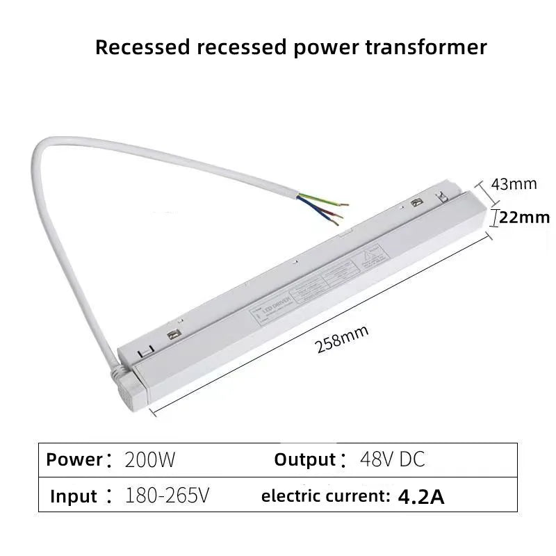 Modern Magnetic Track Lights - Embedded LED Spotlight Downlight 1pc 200W Powersupply / Cold light 6000K ceiling light