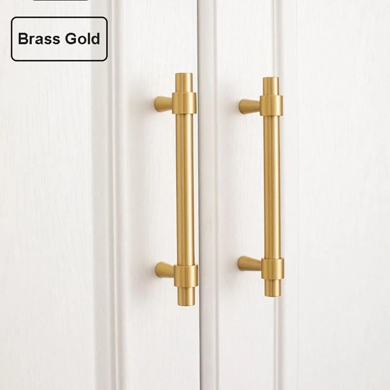 Nordic Brass Furniture Handles – Gold Black Chrome Cabinet Bar Pulls (50mm-500mm) Brass gold / 265mm x 224CC Handles
