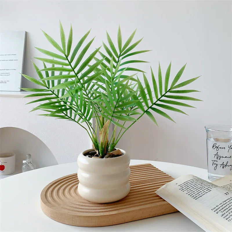 Dlight Decor 44cm Palm Plant Branch with Real Touch Monstera Leaves