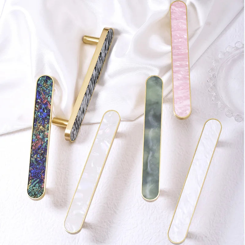 Brass and Acrylic Cabinet Handles – Colorful European Wardrobe Pulls for Furniture (96/128mm Hole Distance) Handles