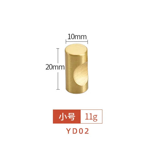 Modern Pure Brass Cabinet Handles - Single Hole Brushed Gold Drawer Knobs for Kitchen and Wardrobes 10-small Knonbs