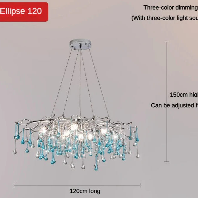 Blue Water-Drop Crystal Chandelier – configuration option 9