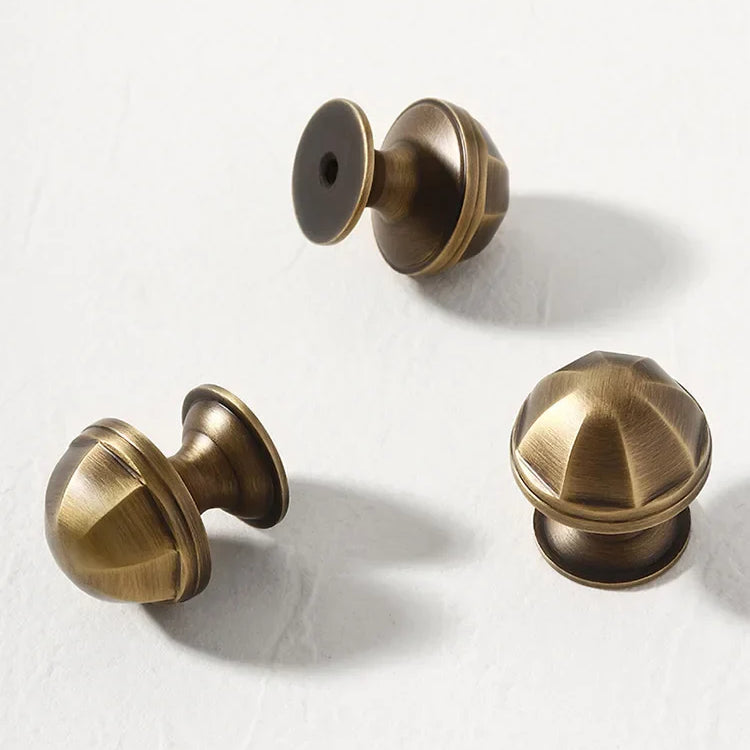 Solid Brass Octagonal Cabinet Knobs – Antique Gold Drawer and Wardrobe Handles knob
