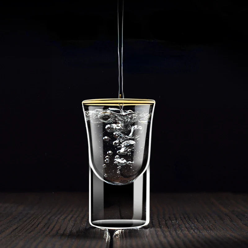 Dlight Decor 6pc Gold Rim Spirits Glass Set – Gilt Small Wine & Baijiu Cups 6pcs / 15ml