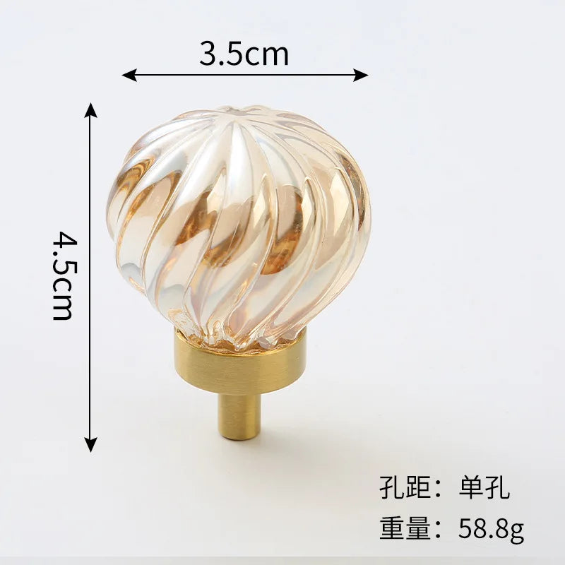 Brass Crystal Cupboard Cabinet Handle Kitchen Drawer Knobs Light Luxury Furniture Hardware Transparent Handle Home