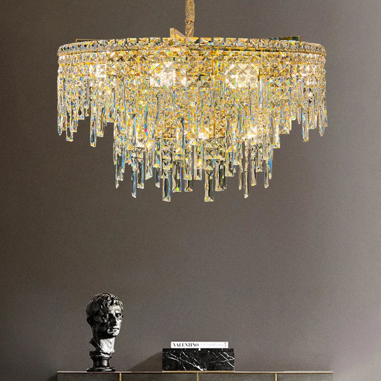 Elegant Golden Round Chandelier - A Creative New Design For Living Rooms Dining And More Chandelier
