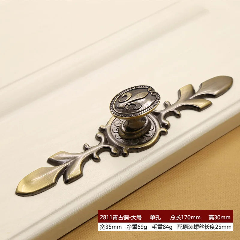 Retro Bronze Cabinet Handles - Antique Metal Kitchen Door Pulls and Wardrobe Knobs 128mm 2811-Large Handles
